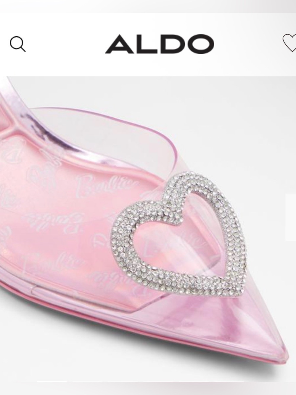 ALDO Barbie Women's Light Pink Slingback Pointed Heels with Crystal Heart - Picture 7 of 16